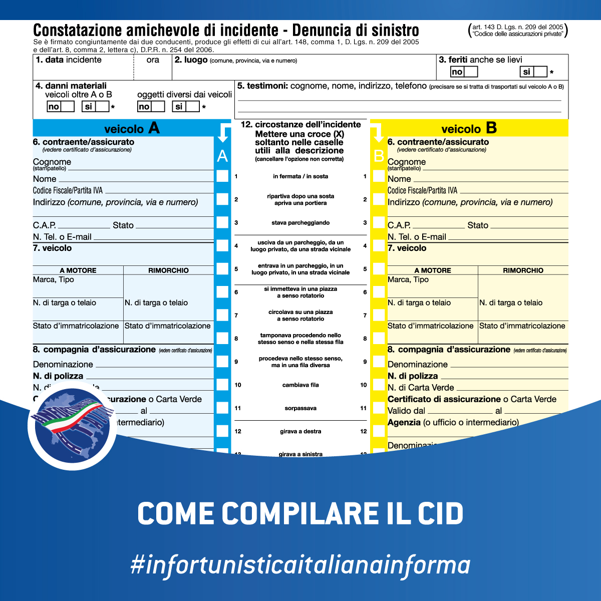 incidente stradale come compilare correttamente il cid