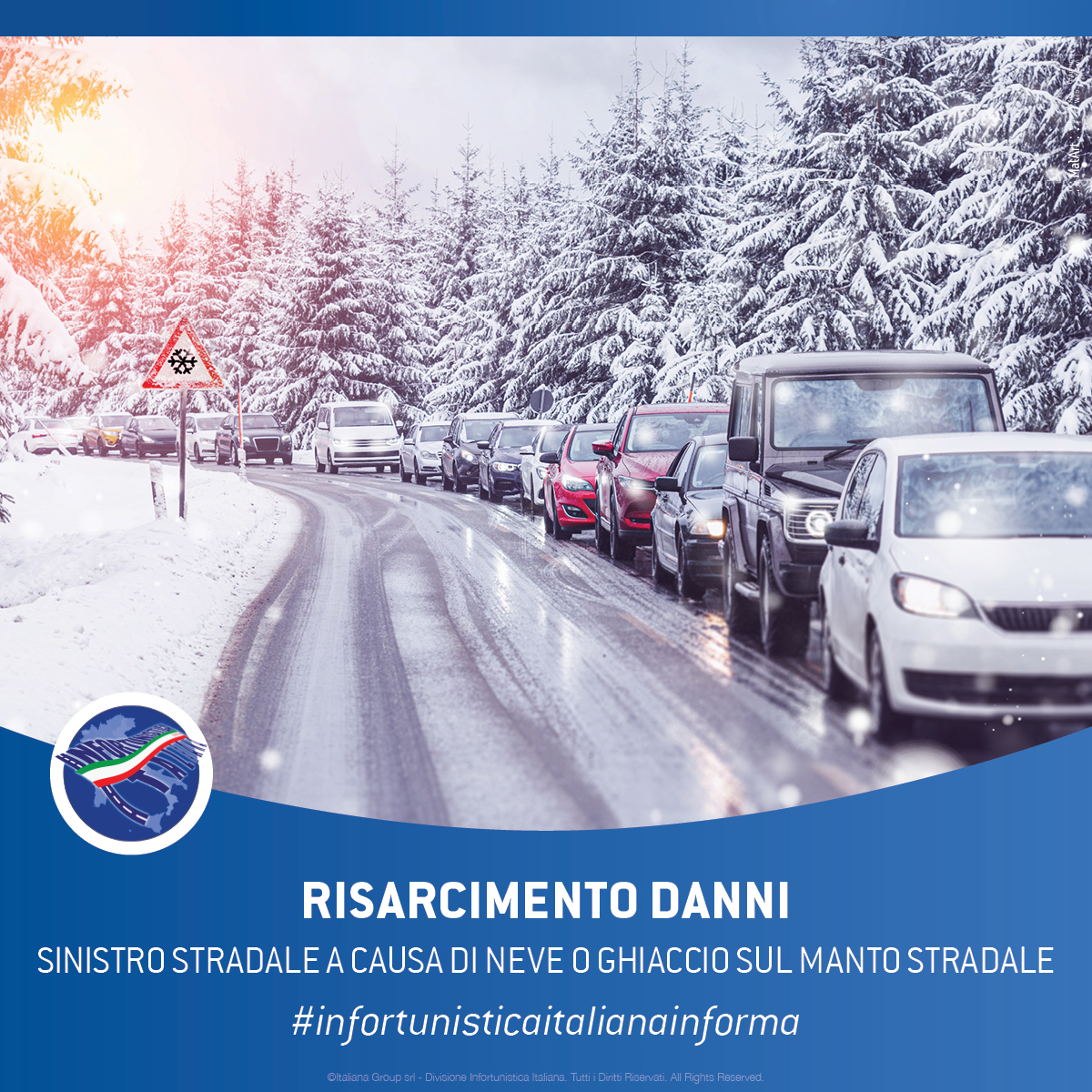 sinistro stradale a causa di neve o ghiaccio sul manto stradale